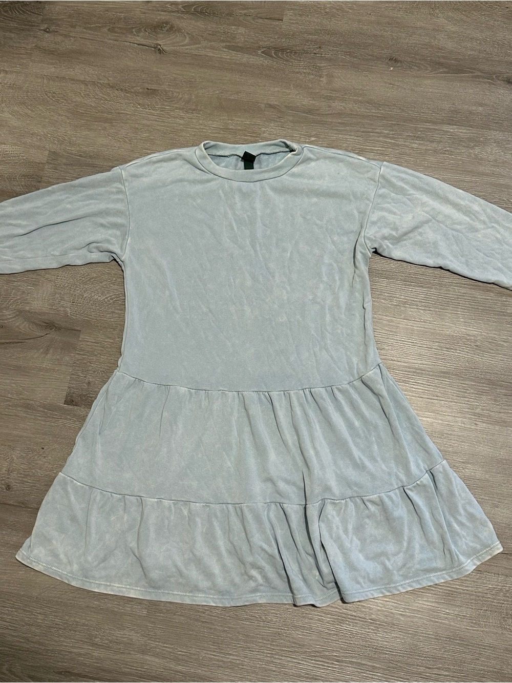 wild fable Light Blue Long Sleeve Tiered Dress